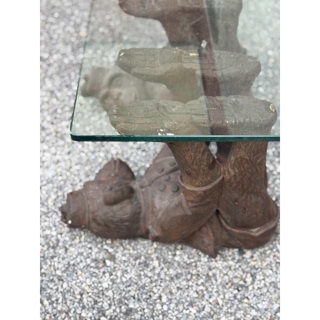Vintage Figural Monkey Base Coffee Table With Glass Top For Sale - Image 4 of 12