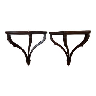 Carved Mahogany Wall Brackets -a Pair For Sale