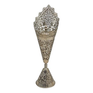 Late 20th Century Moroccan Silver Hand-Engraved Incense Burner For Sale