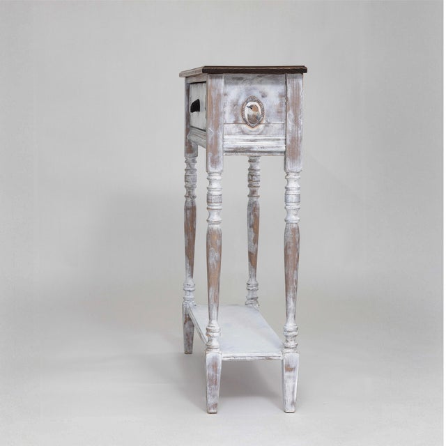 Hand-Painted Whitewashed Solid Wood Console Table - Cottage Entryway Decor For Sale - Image 12 of 13