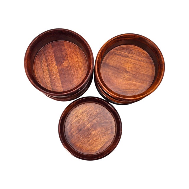 Mid-Century Hand Turned Solid Cherry Wood Bowl Set — Eight 7" Serving Bowls For Sale In San Francisco - Image 6 of 13