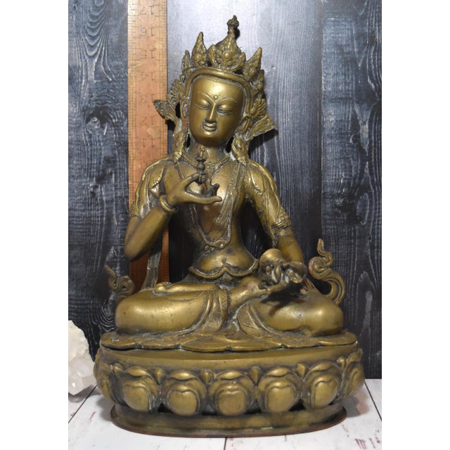 16.75" Tibetan Vajrasattva Bronze Buddha Statuary For Sale - Image 17 of 18