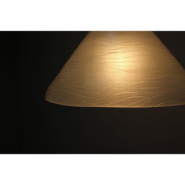 Vintage Space Age White Textured Glass Pendant Lamp, 1970s For Sale - Image 9 of 11