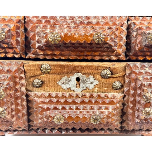 Antique Folk Tramp Art Box For Sale - Image 4 of 17