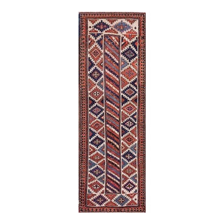 1900s Multicolor Geometric Tribal Antique n.w. Persian Rug 3'2" X 9'2" Handmade Wool Carpet For Sale