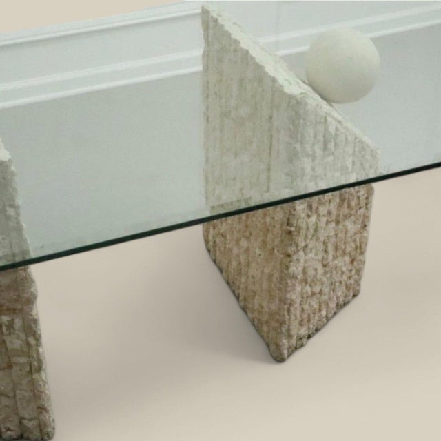 Postmodern Mactan Stone & Glass Dining Table – Vintage Kitchen, 1980s For Sale In Los Angeles - Image 6 of 6