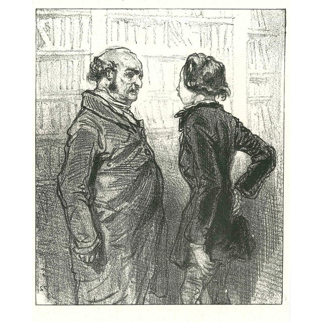 Paul Gavarni, The Conversation, Original Lithograph, 1881 For Sale