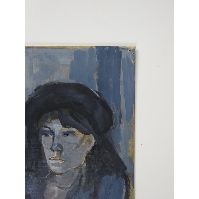 Mid 20th Century Woman in Gray Painting For Sale - Image 4 of 9
