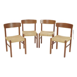 1970s Danish Modern Solid Teak Dining Chairs by K.d. Furniture- Set of 4 For Sale