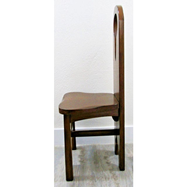 Brown Antique American 1910s Pine Keyhole Dining Chair Side Chair For Sale - Image 8 of 13