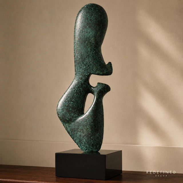 1960s 1960s Leonardo Nierman Signed Abstract Bronze Sculpture With Verdigris Patina on Custom Lucite Base For Sale - Image 5 of 10