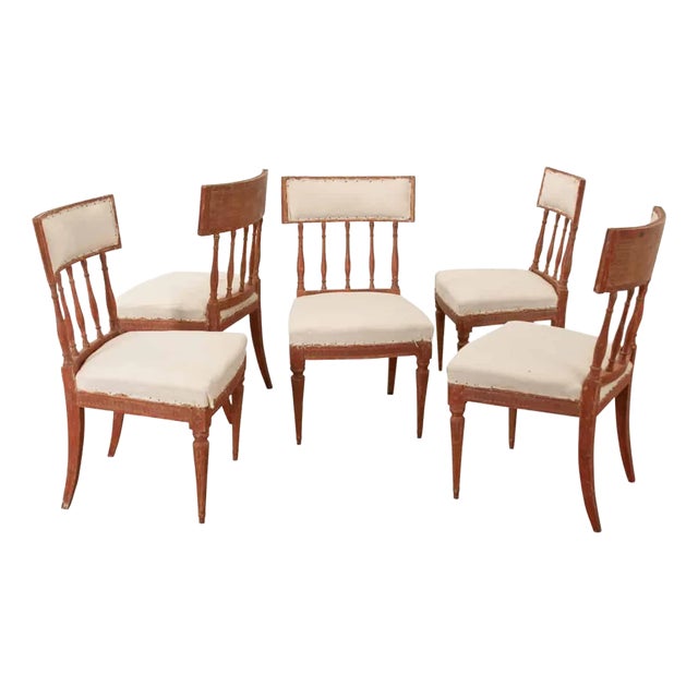 Swedish 19th Century Set of 5 Gustavian Dining Chairs For Sale