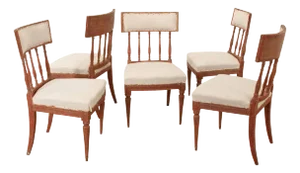 Swedish 19th Century Set of 5 Gustavian Dining Chairs