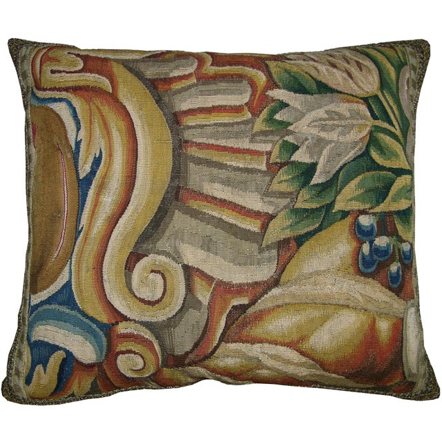 Ca.1700 Antique Brussels Tapestry Pillow For Sale In Los Angeles - Image 6 of 6