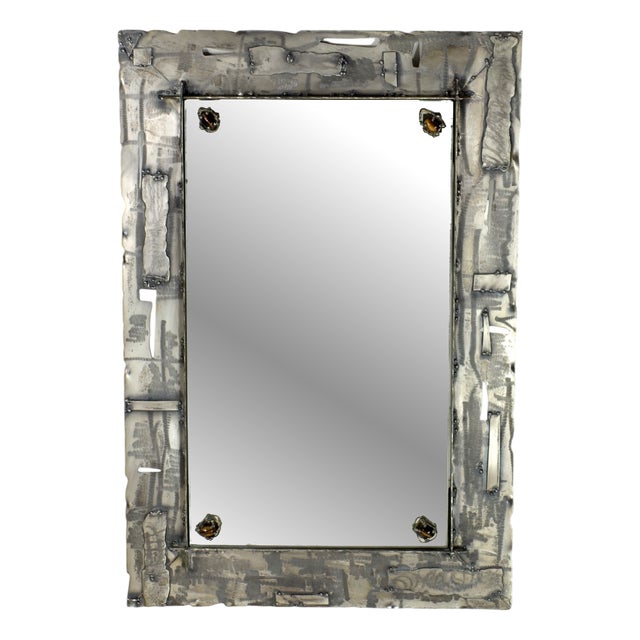Italian Art Metal Wall Mirror from Ely, 1970s For Sale