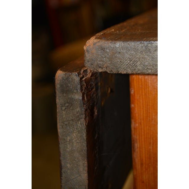 Antique English Rustic Pine Work / Dining Table W/ 2 Lateral Drawers & Drop Leaf Sides For Sale - Image 15 of 18