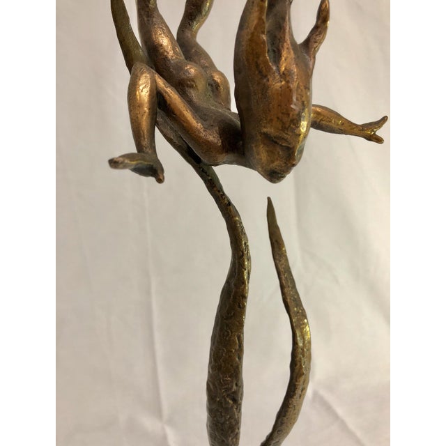 Wood Mid Century Bronze Mermaid Sculpture For Sale - Image 7 of 10
