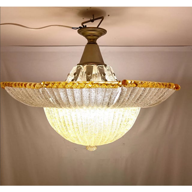 Gold Murano Glass Chandelier from Barovier & Toso, 1960s For Sale - Image 8 of 11