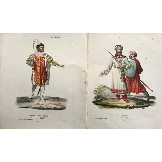 Pair Of Vintage Italian Costume Prints Circa 1700 Set Of 2