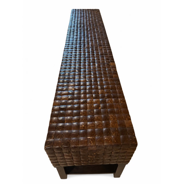 Henry Link Henry Link Trading Co. Safari Style Carved Wood & Iron Console Table For Sale - Image 4 of 4