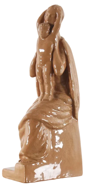 Mid-Century Madonna and Child Glazed Ceramic Sculpture, Italy, 1940s