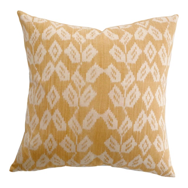 Yellow Handwoven Tribal Indonesian Ikat Pillow Cover For Sale