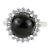 Antique Style Black Star Statement Ring With Sparkling Halo Zircons Size 8.5 For Sale