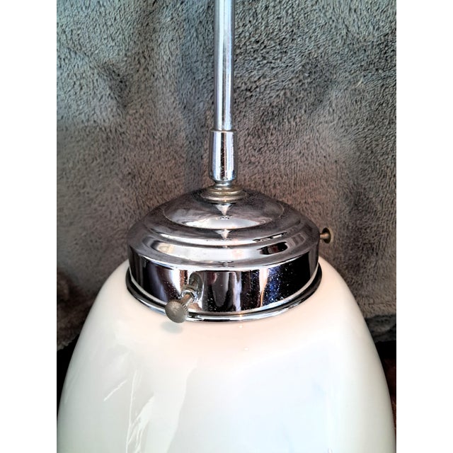 Art Deco Opaline Pendant Light, 1930s For Sale - Image 4 of 11