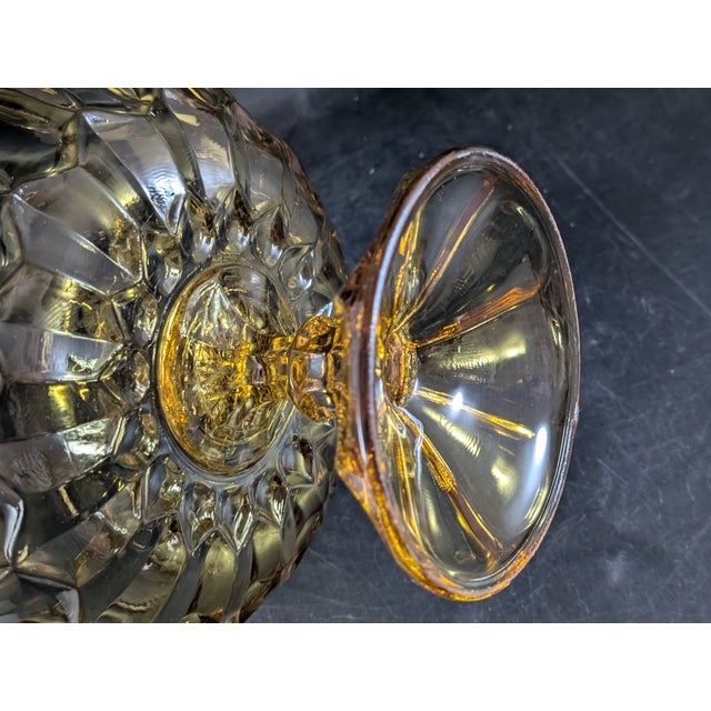 1970s Large Anchor Hocking Fairfield Amber Glass Compote Bowl 8.75" Diameter 1970's For Sale - Image 5 of 6