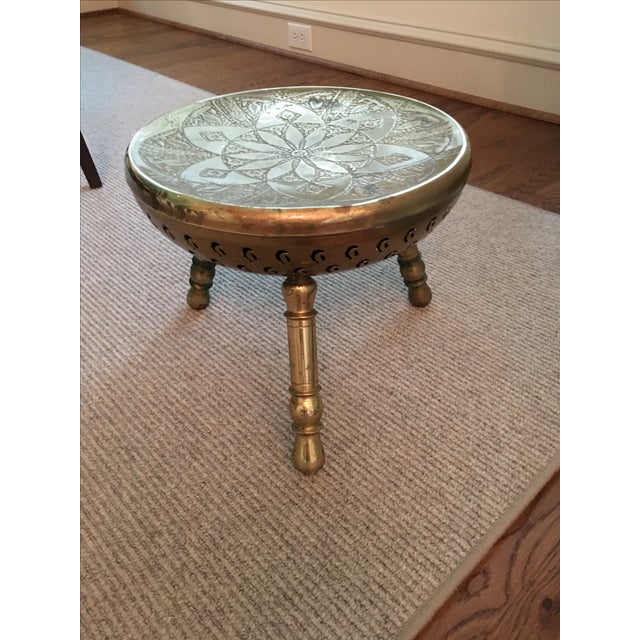 ThreeLegged Persian Brass Stool With Sun Motif Chairish