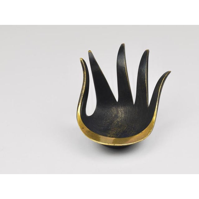 Gold Sculptural Brass Hand Bowl by Walter Bosse for Herta Baller, Austria, 1950s For Sale - Image 8 of 13