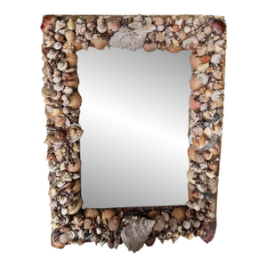 Vintage Coastal Seashell Wall Mirror – Handcrafted Shell Art