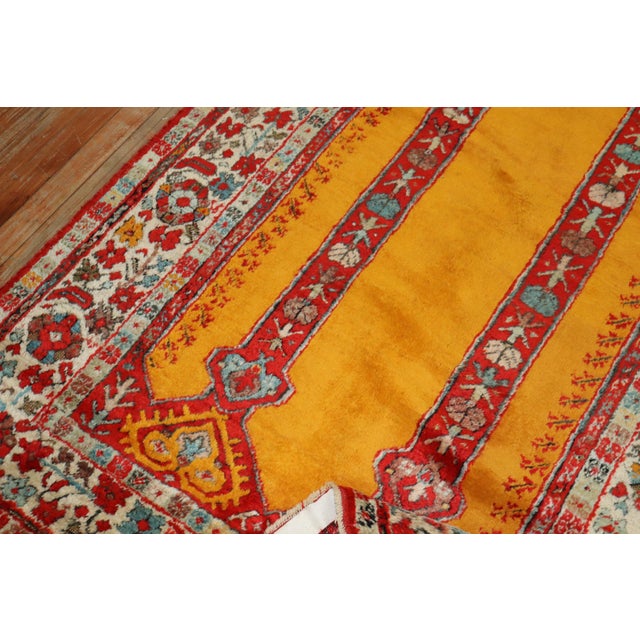 Early 21st Century Bright Saffron Antique Angora Oushak Rug, Early 20th Century - 3'11" x 6'1" For Sale - Image 5 of 6