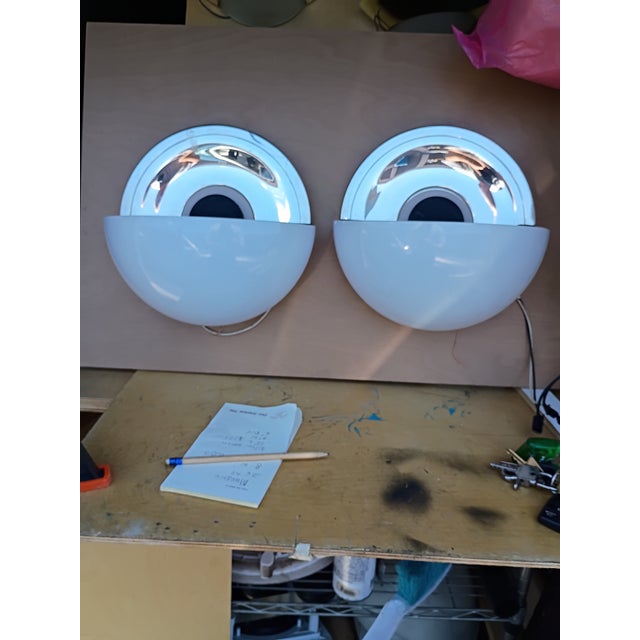 Custom Made Large Glass and Silver Plated Wall Scones a Pair For Sale - Image 10 of 10