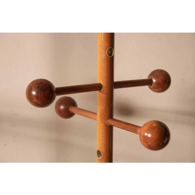 Brown Floor Ceiling Hangers with Spherical Elements in Walnut, 1970s, Set of 2 For Sale - Image 8 of 13