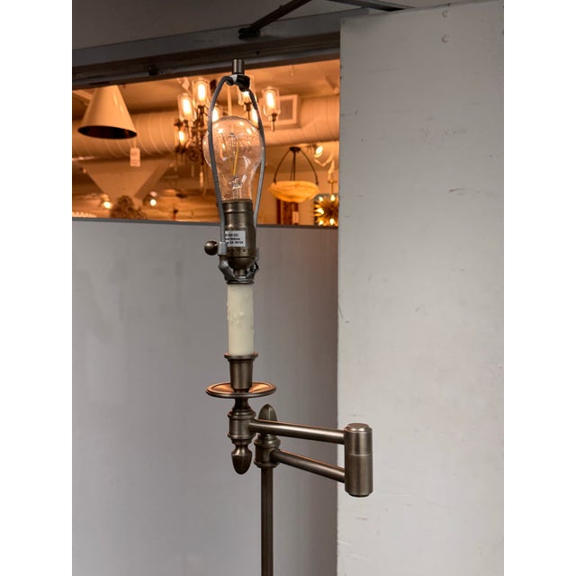 Transitional Brushed Nickel Swing Arm Floor Lamps, Pair For Sale In San Francisco - Image 6 of 12