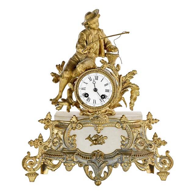 Mantel Clock in Golden Regula For Sale