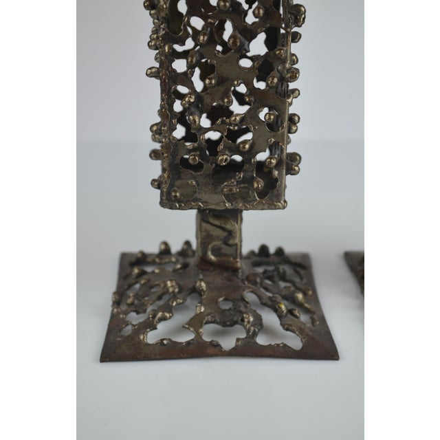 Brutalist Handmade Iron Candleholders, 1970, Set of 2 For Sale - Image 14 of 18