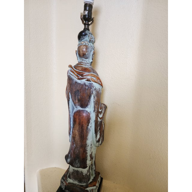 Vintage Table Lamp of a Statue of Guan Yin Made by Frederick Cooper For Sale - Image 10 of 11