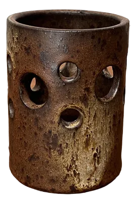Mid-Century German Brutalist Handmade Pottery Candleholder, 1960s