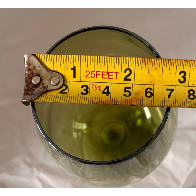 Late 20th Century Mid-Century Modern Style Lustrous Olive Green & Clear Glass Stemmed Wine Goblets - Set of 4 For Sale In Indianapolis - Image 6 of 7