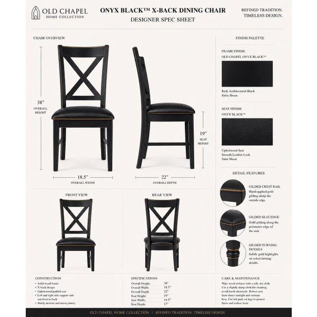 Onyx Black™ & Gilded Reserve™ Architectural Dining Collection With Eight Matching X-Back Dining Chairs For Sale In Los Angeles - Image 6 of 7