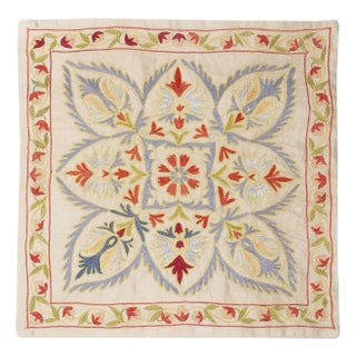 19"x19" 100% Silk Embroidered Cushion Cover. New Toss Pillow. Modern Lace Pillow For Sale