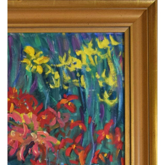 Textile Vintage Impressionist Floral Garden Landscape Painting For Sale - Image 7 of 7