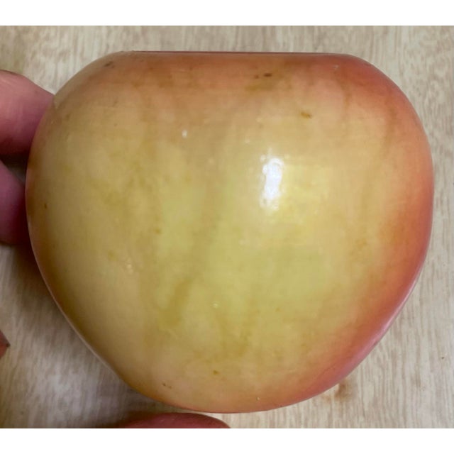 Mid 20th Century Red & Yellow Alabaster Apple Decoration Paperweight Decoration For Sale - Image 4 of 11