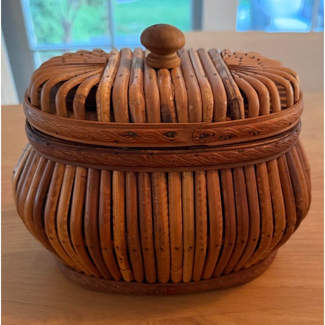 French Mid Century French Rattan Box For Sale - Image 3 of 8