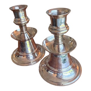 Monumental Silverplate Candlesticks Oversized Heavy Pair Classical Form For Sale
