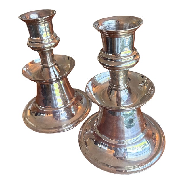 Monumental Silverplate Candlesticks Oversized Heavy Pair Classical Form For Sale