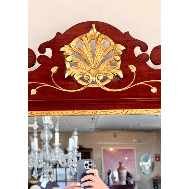 Chippendale Margolis Chippendale Style Carved Mahogany and Giltwood Mirror For Sale - Image 3 of 7