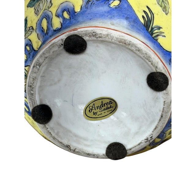 Vintage Yellow Porcelain Vase With Flower Bud Handles For Sale In Charlotte - Image 6 of 6